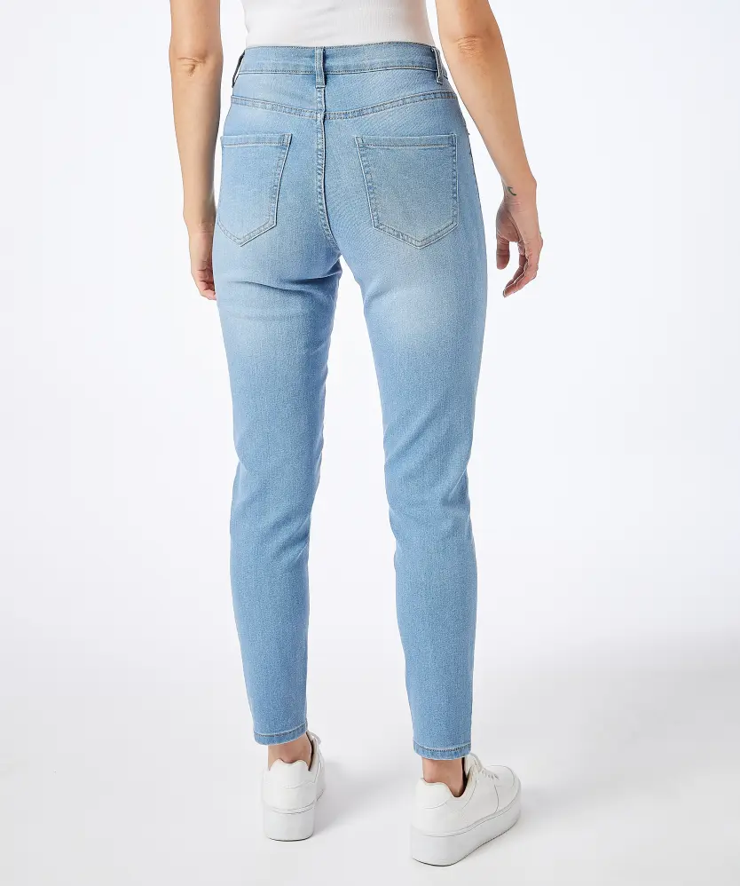 Skinny jeans met hoge taille - L32 - BLAUW - Dame - 18.00