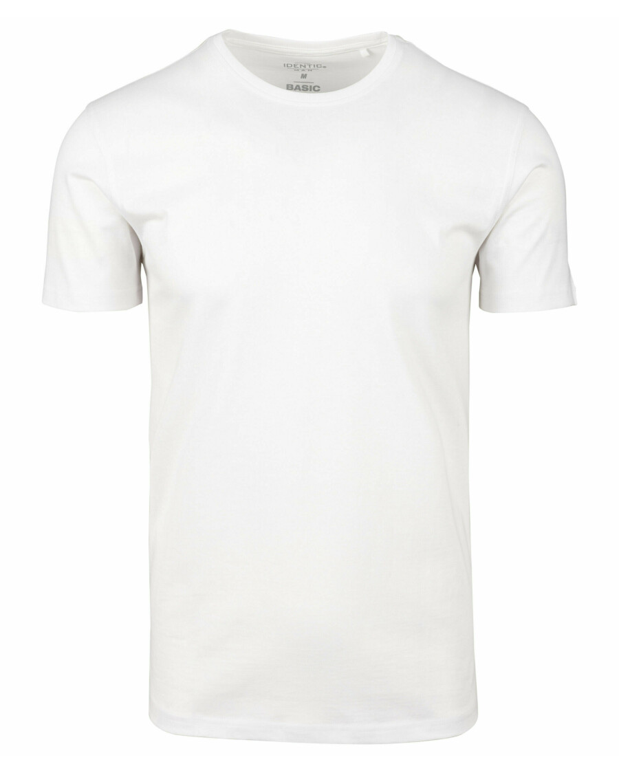 T-Shirt biały Identic Basic, okrągły dekolt