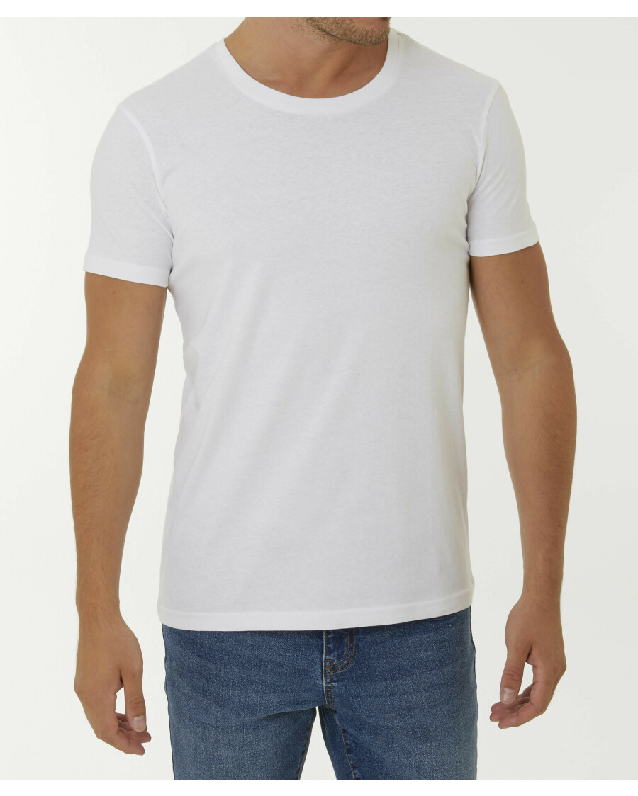 T-Shirt biały Identic Basic, okrągły dekolt