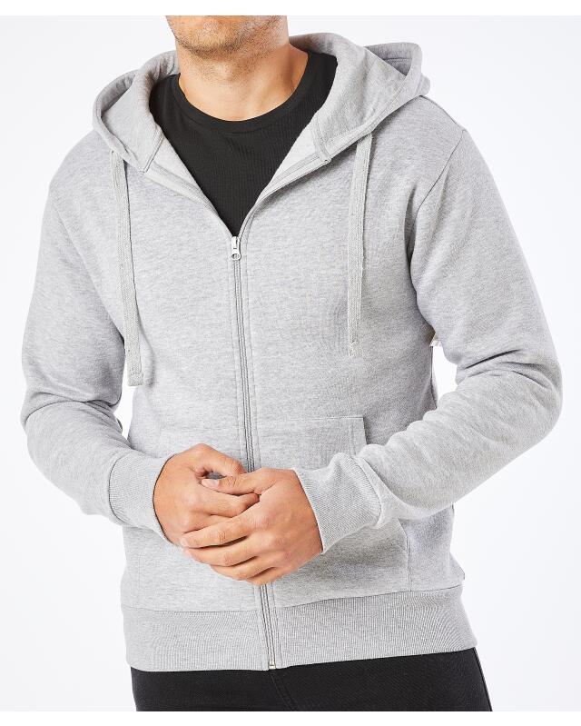 Veste sweat zippée basique homme, gris chiné (KiK Basic Sweatjacke (grau melange)) — KiK, produit allemand authentique au Maroc