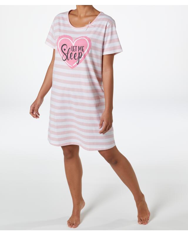 Nightshirt with lettering for women, pink/white — KiK, authentic German product in Morocco