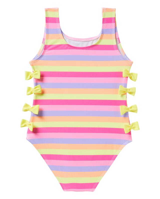 Maillot de bain à nœuds fille, violet rayé (KiK Badeanzug Schleifen (lila gestreift)) — KiK, produit allemand authentique au Maroc