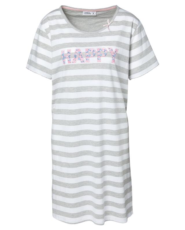 Nightshirt with lettering for women, grey striped (KiK Bigshirt mit Schriftzug (grau gestreift)) — KiK, authentic German product in Morocco