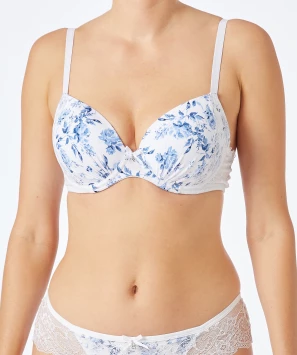 Push-up-BH mit blauen Blumen