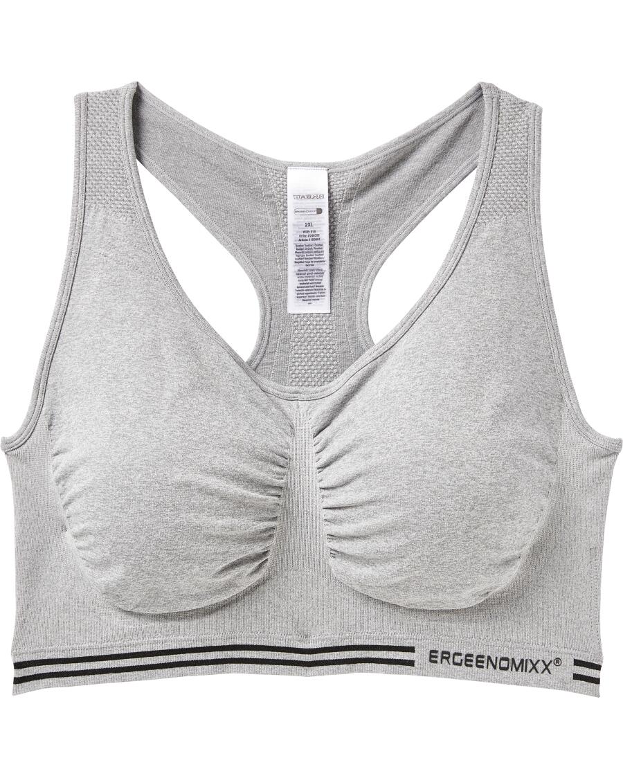 Sport-Bustier mit V-Ausschnitt grau melange