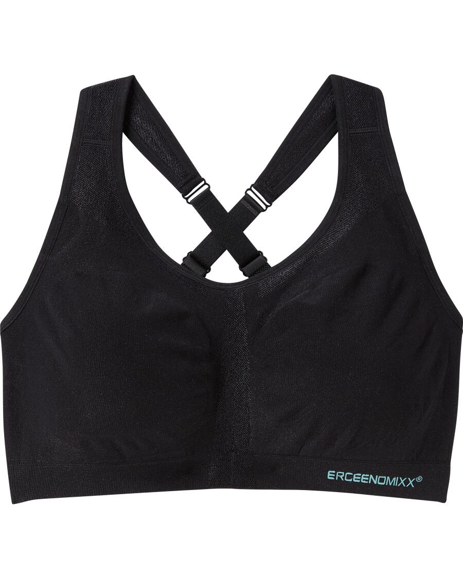 Sport-Bustier mit überkreuzten Trägern schwarz