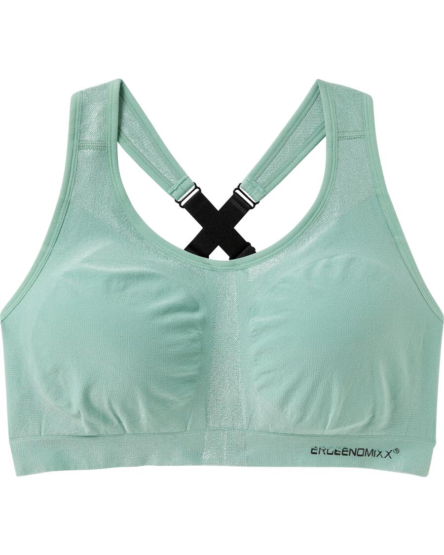 Sport-Bustier mit überkreuzten Trägern grün