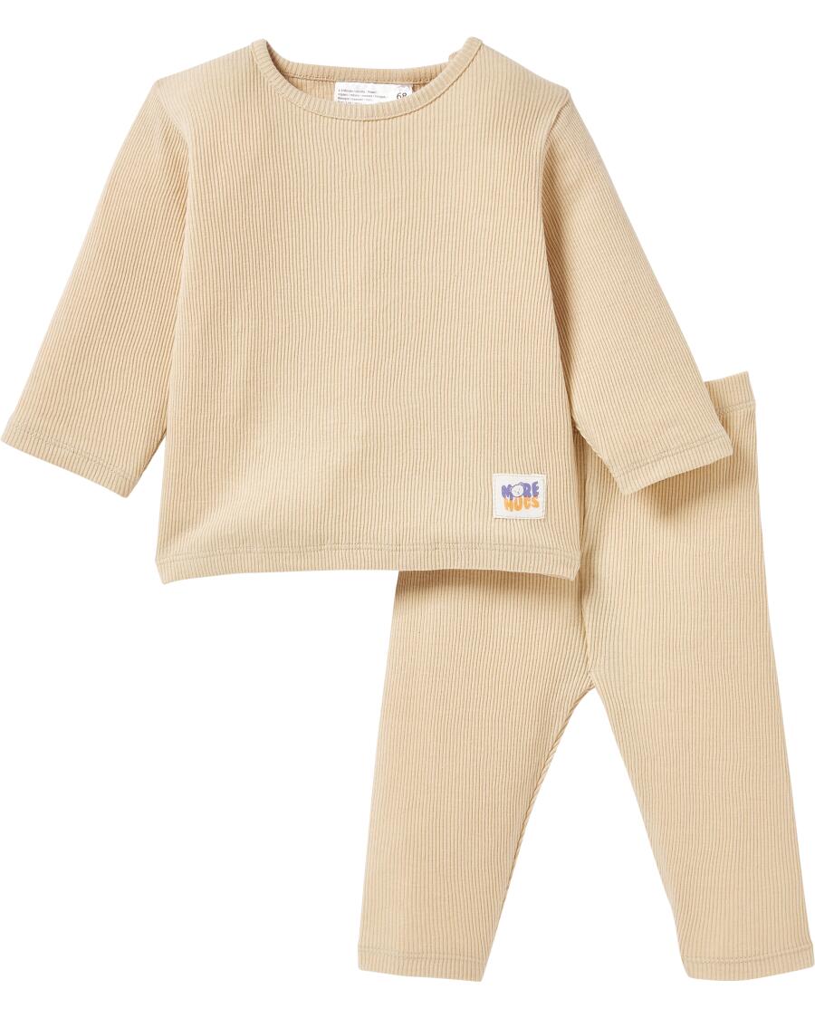 Newborn Langarmshirt + Leggings hellbraun