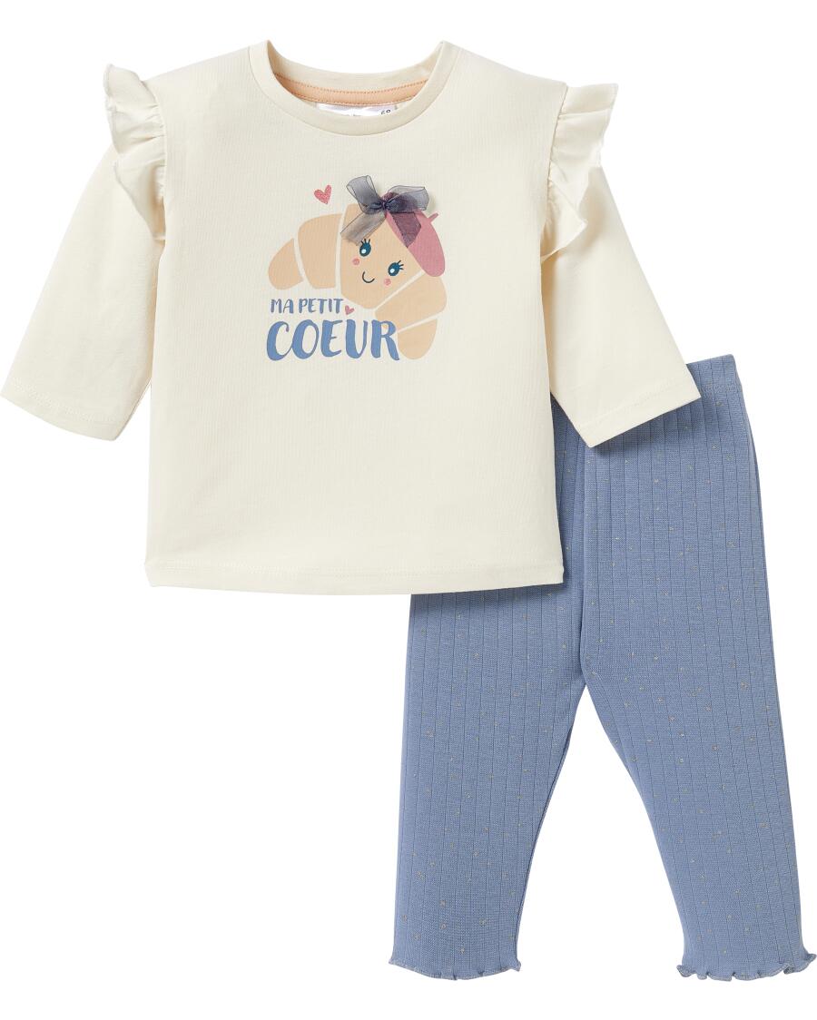 Newborn Langarmshirt + Leggings Croissant offwhite