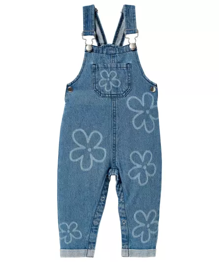 Jeans-Latzhose mit Blumen