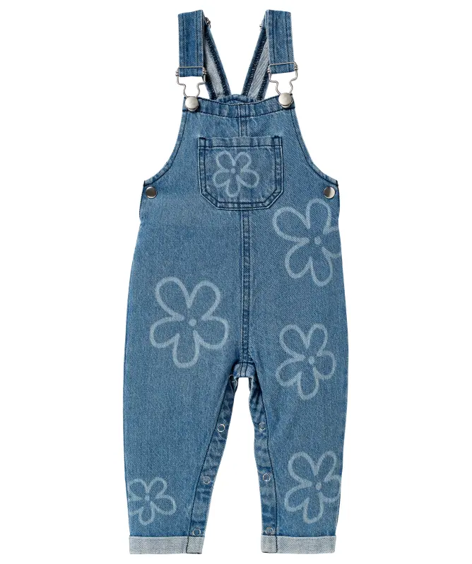 Jeans-Latzhose mit Blumen