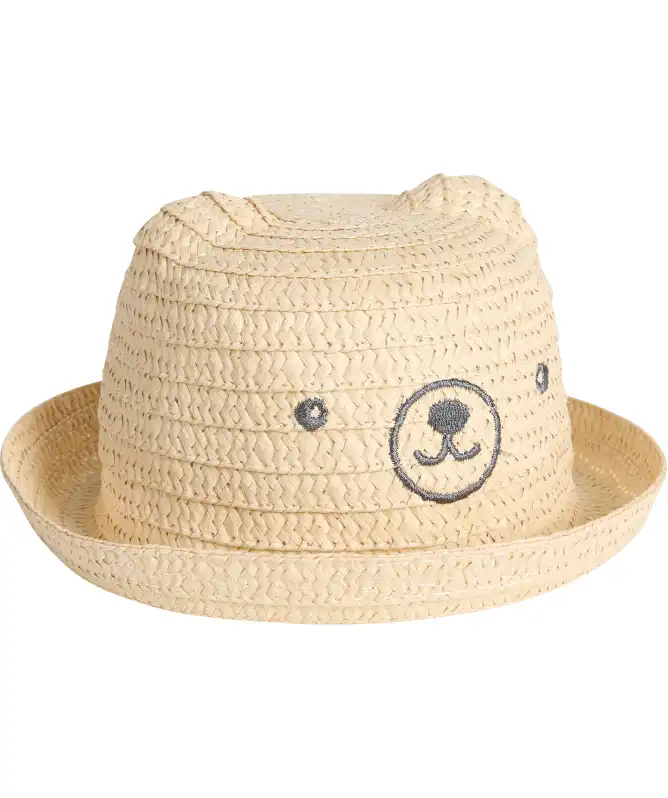 Strohhut mit Bärchengesicht