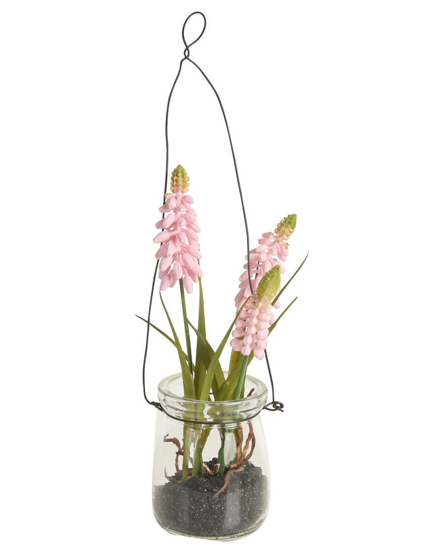 Kunstbloemen in glas Lente pink