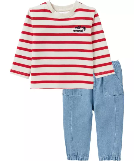 Langarmshirt + Jeans Croissant