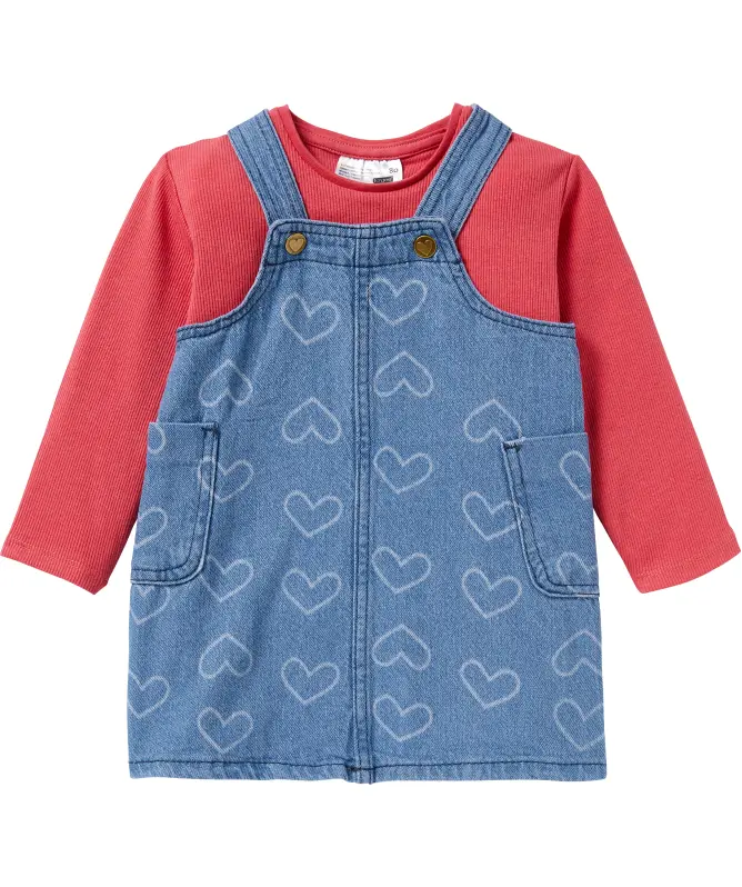 Shirt met lange mouwen + spijkerjurk