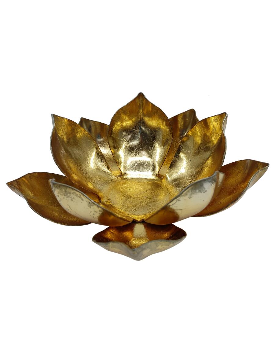 Theelichthouder lotusbloesem goud