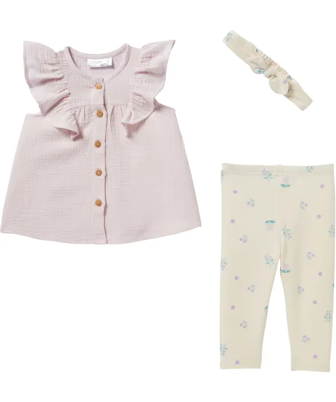 Stirnband + Musselin-Bluse + Leggings