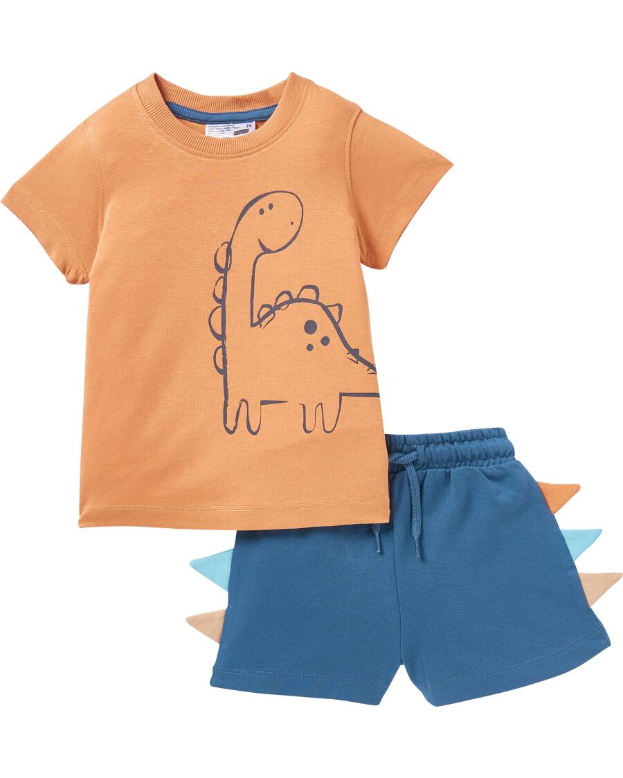 T-Shirt + Shorts Dinosaurier hellbraun