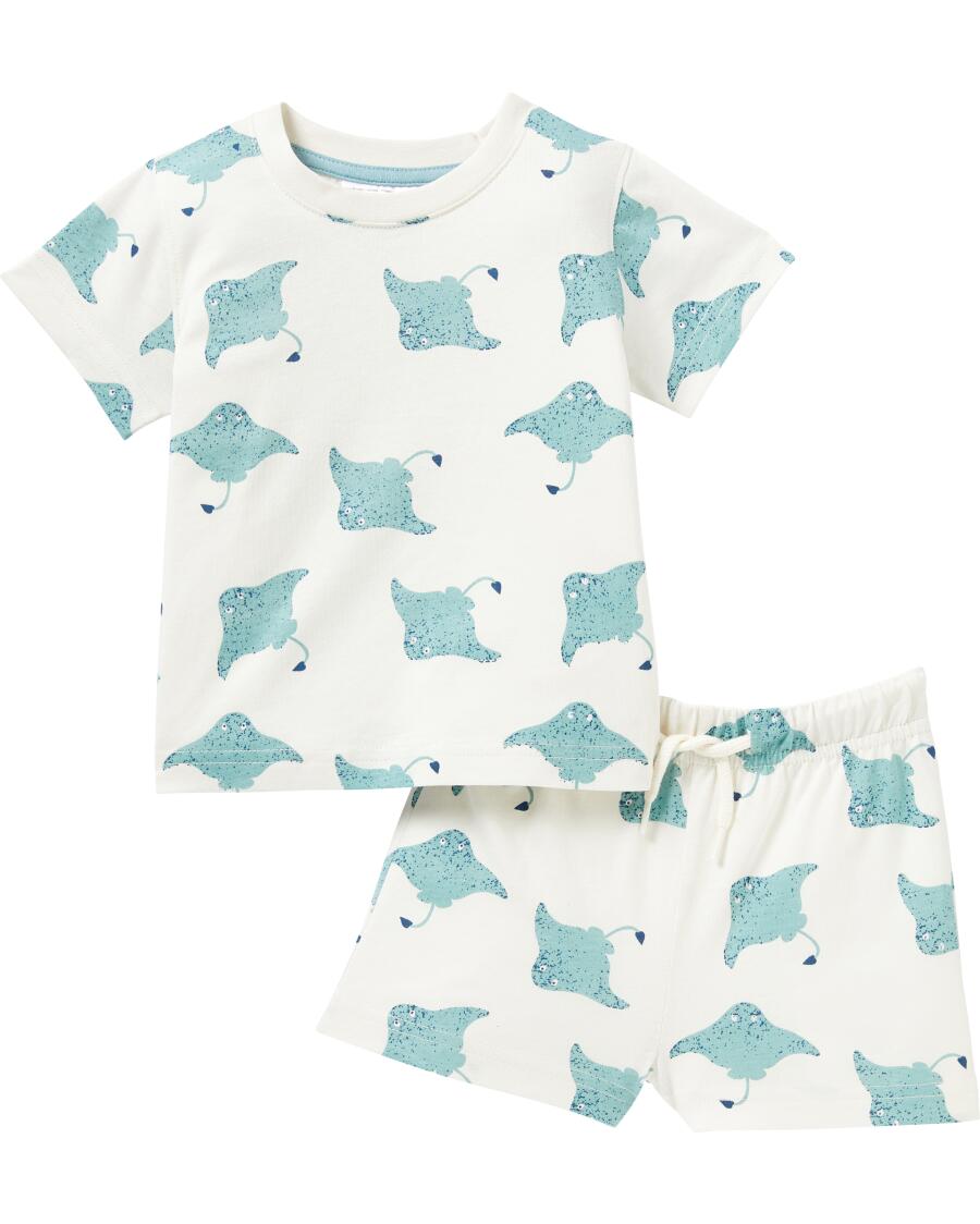 T-Shirt und Shorts Rochen hellblau