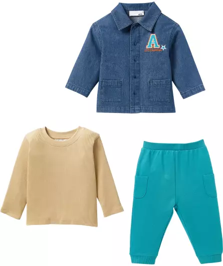 Jeanshemd + Langarmshirt + Pull-on-Hose
