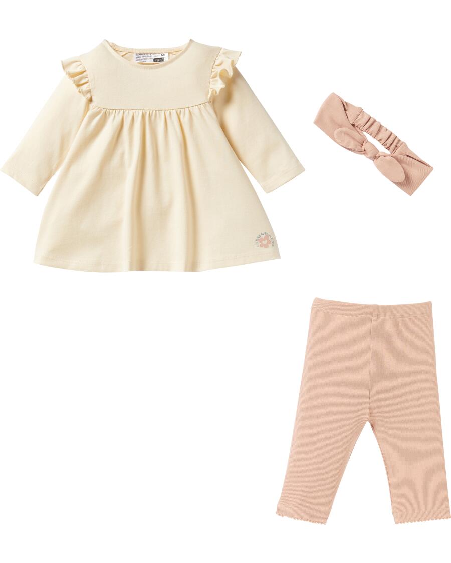 Newborn Haarband + Langarmshirt + Leggings rosa