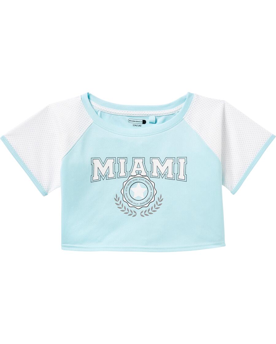 Sportshirt cropped lichtblauw