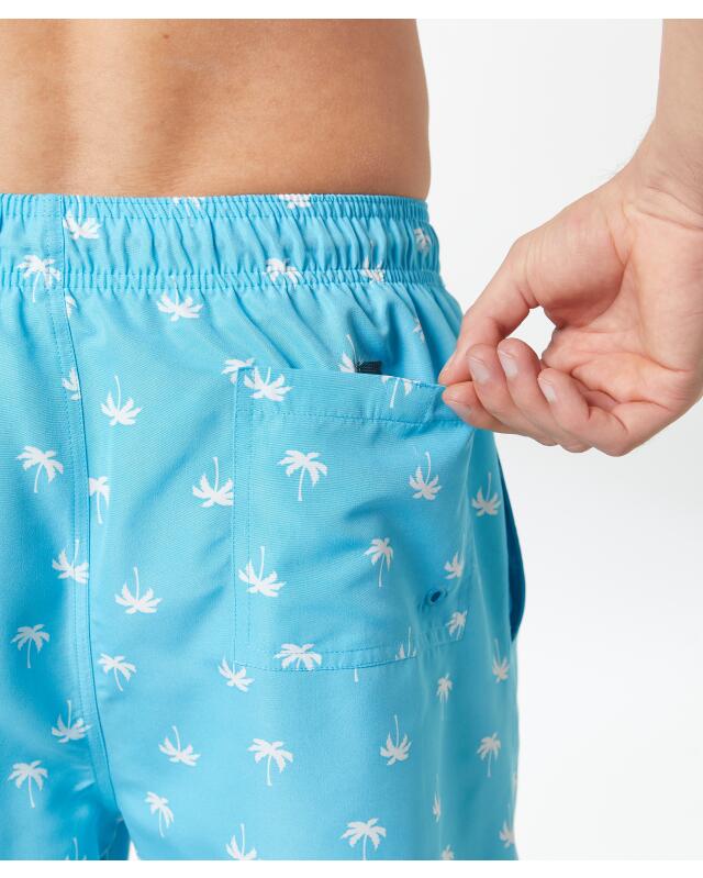 Swim shorts with palm trees for men, turquoise (KiK Badeshorts Palmen (türkis)) — KiK, authentic German product in Morocco