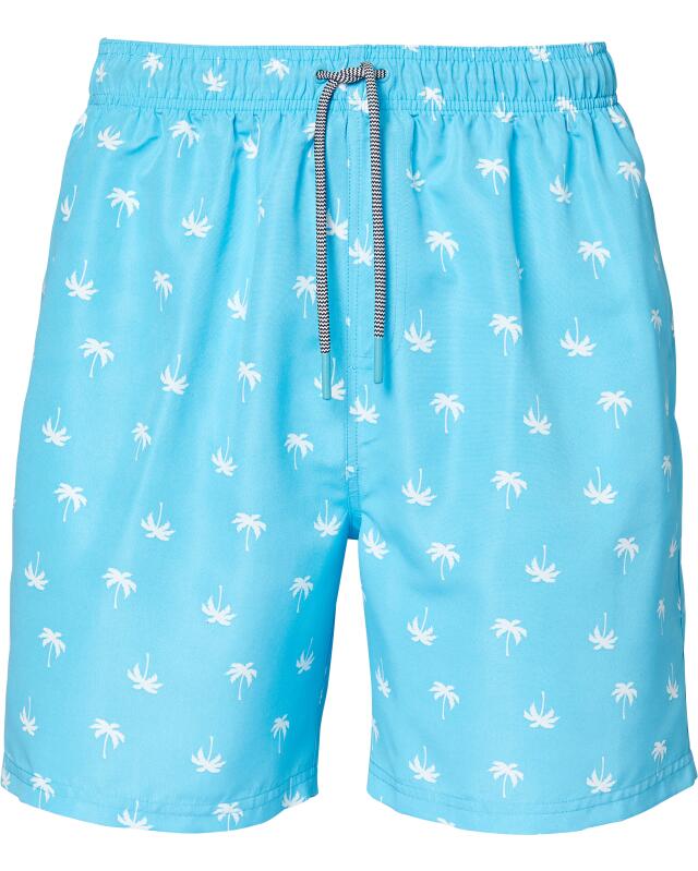 Swim shorts with palm trees for men, turquoise (KiK Badeshorts Palmen (türkis)) — KiK, authentic German product in Morocco