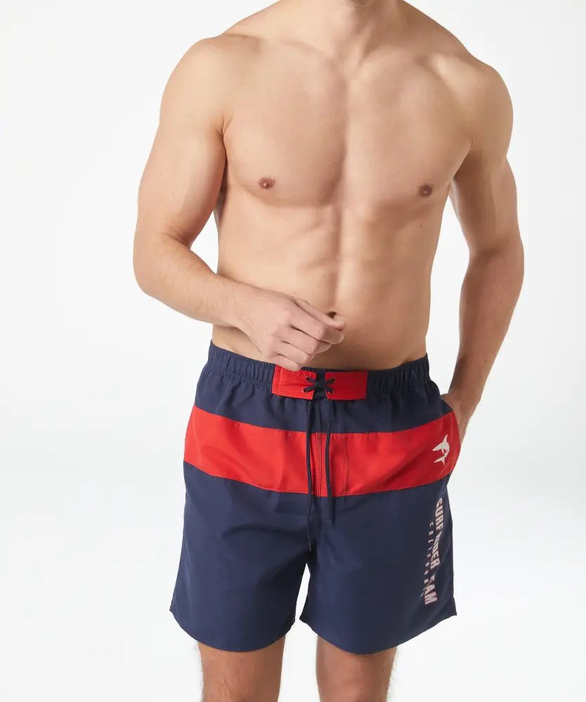 Badeshorts mit Kontrasteinsatz X-Mail, elastischer Bund