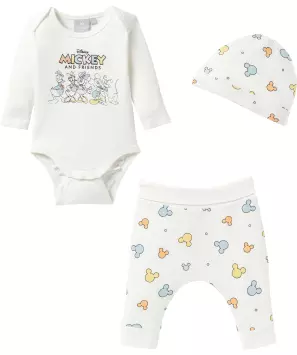 Mickey and Friends mutsje + rompertje + broekje voor baby's