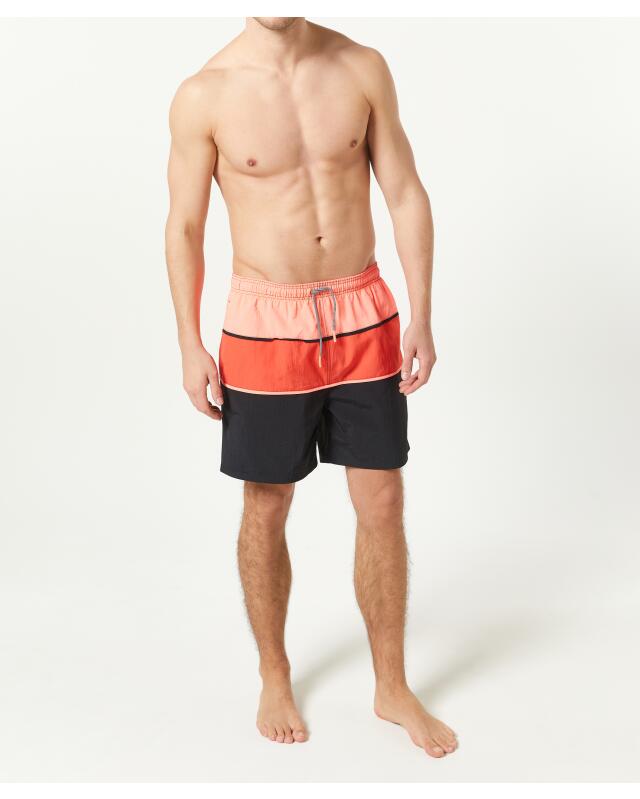 Short de bain à larges rayures homme, noir (KiK Badeshorts mit Blockstreifen (schwarz)) — KiK, produit allemand authentique au Maroc