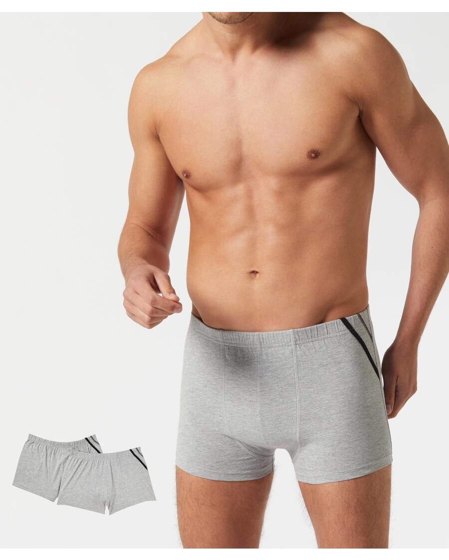 Retro Boxershorts mit Kontrastnähten grau melange