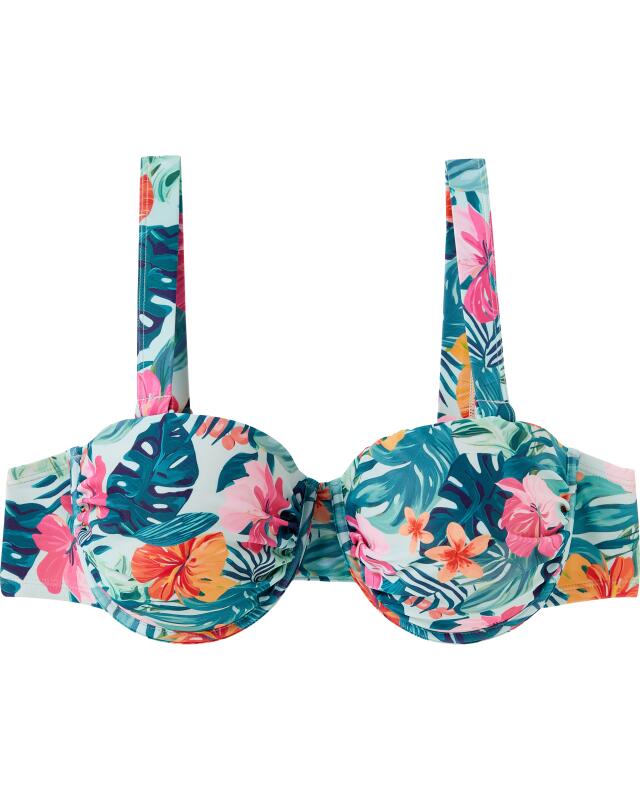 Haut de bikini à fleurs femme, bleu imprimé — KiK, produit allemand authentique au Maroc