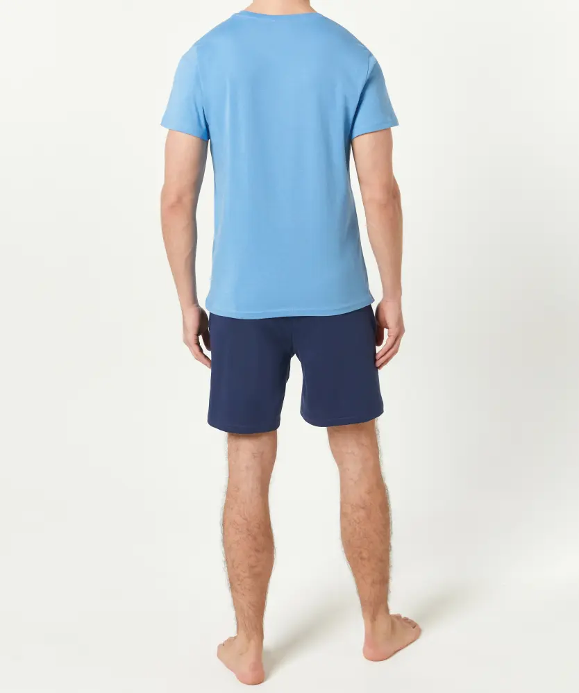 Light & Shade Pyjama met top en korte broek voor heren, blauw, XXL, Blauw, XXL