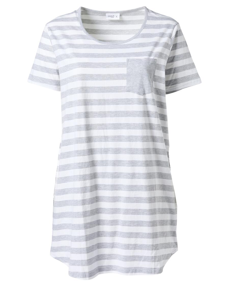 Bigshirt mit Brusttasche grau gestreift