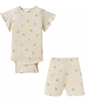 Baby romper + korte broekje