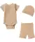 Newborn Mütze + Wickelbody + Hose naturfarben