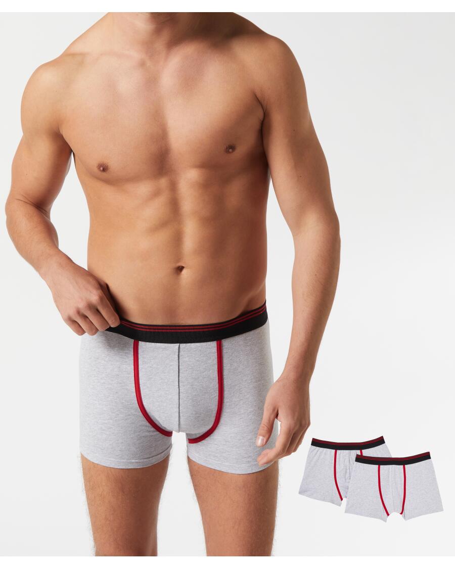 Retro boxershort met contrasterende stiksels grijs gemeleerd