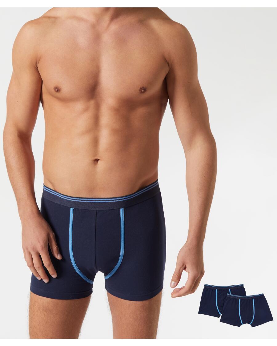 Retro boxershort met contrasterende stiksels donkerblauw