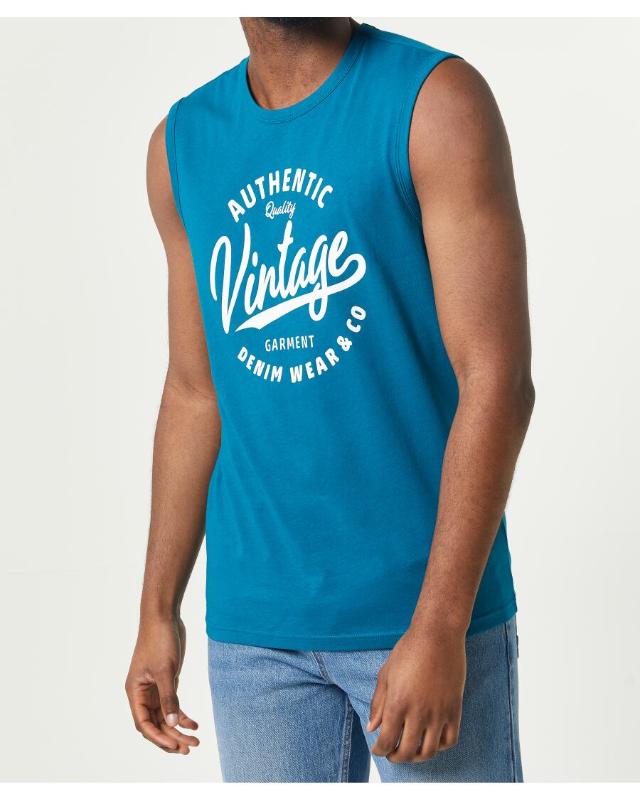 Tanktop mit Schriftzug petrol