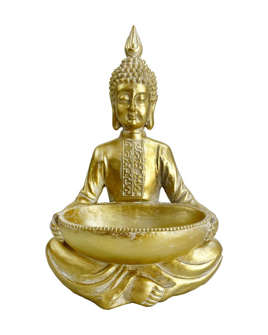 Deko-Buddha mit Schale gold