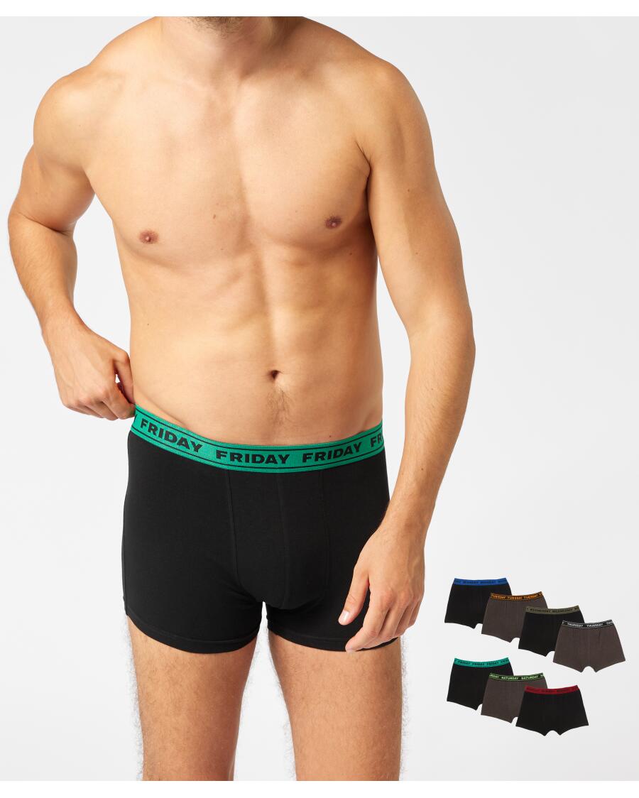 Retro boxershorts met dagen van de week zwart