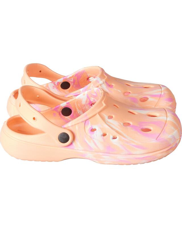 Clogs simples femme, orange à motifs — KiK, produit allemand authentique au Maroc