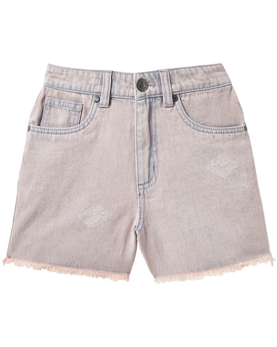 Jeans short met destroyed effecten denimblauw licht gewassen
