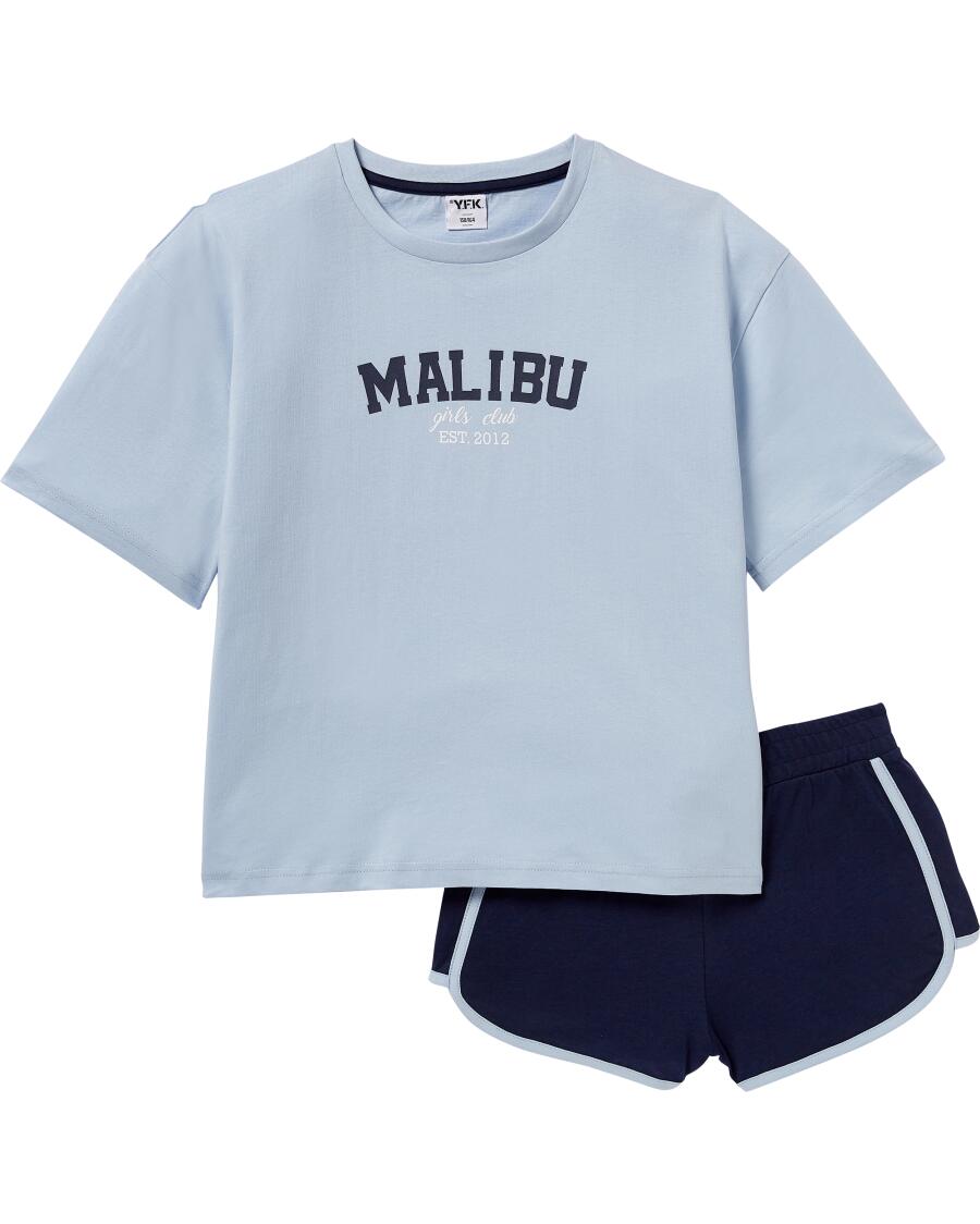 Kurzer Pyjama hellblau