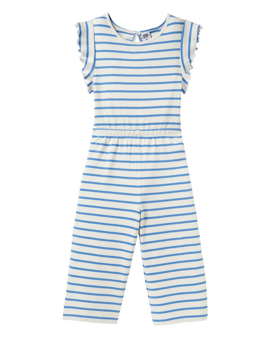 Gestreepte jumpsuit vanille