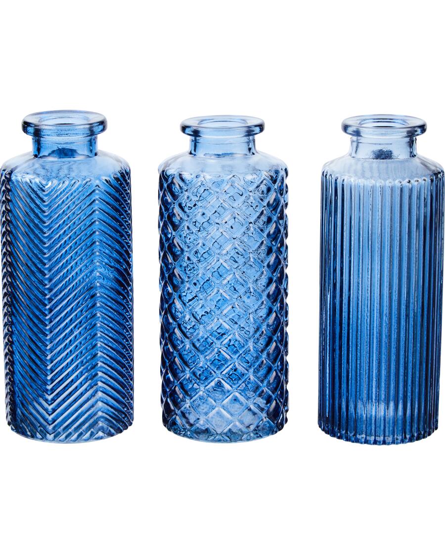 Strukturierte Glasvasen blau