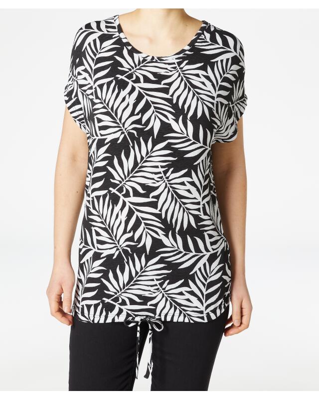 T-shirt à cordon de serrage femme, noir imprimé (KiK T-Shirt mit Tunnelzug (schwarz bedruckt)) — KiK, produit allemand authentique au Maroc