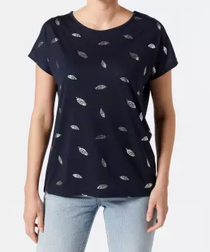 T-shirt met verenprint