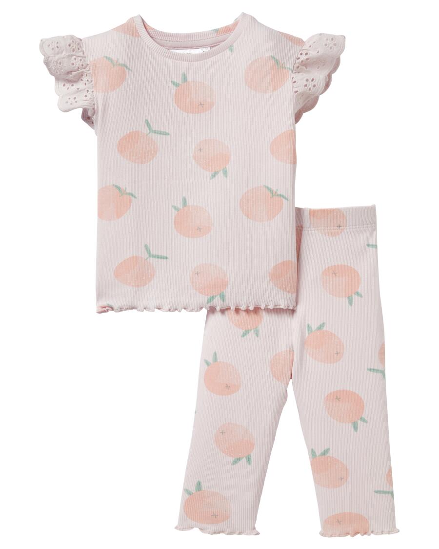 Baby t-shirt en legging oranje lichtpaars